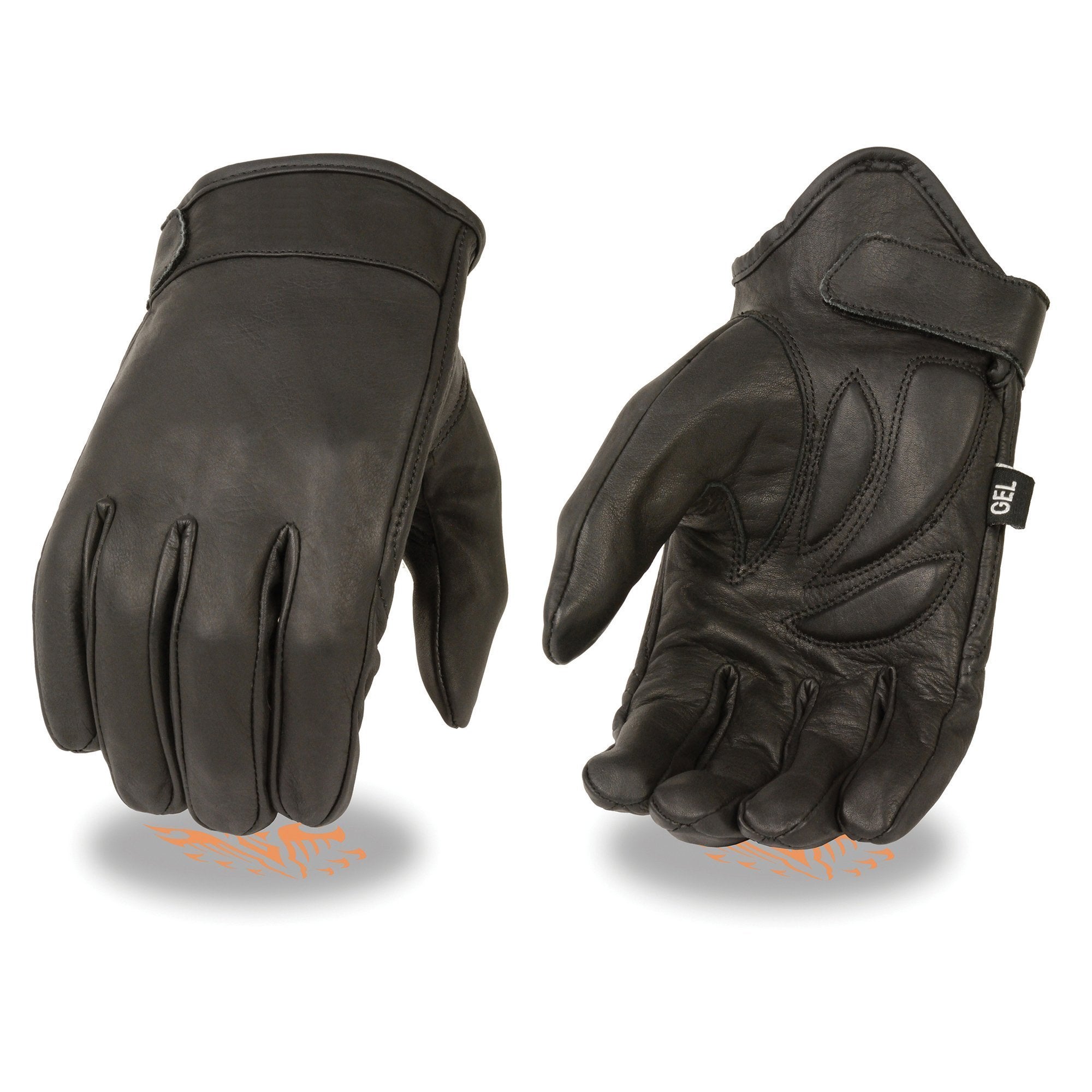 Milwaukee Leather MG7510 Men's Black Leather Gel Padded Palm Short Wrist Motorcycle Hand Gloves W/ ‘Full Panel Cover’