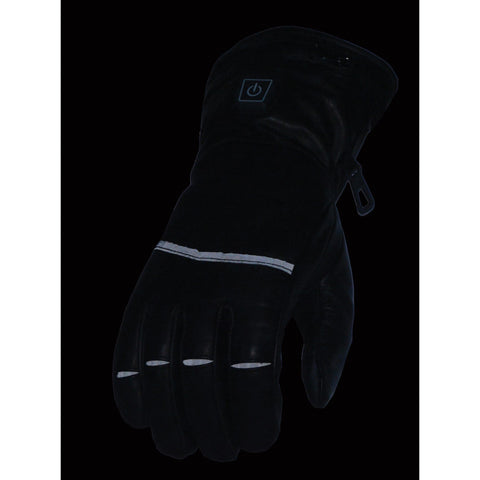 Milwaukee Leather MG7513SET Men's Black 'Heated' Leather Gauntlet Waterproof Gloves with i-Touch (Battery Pack Included) - Milwaukee Leather Mens Heated Gloves