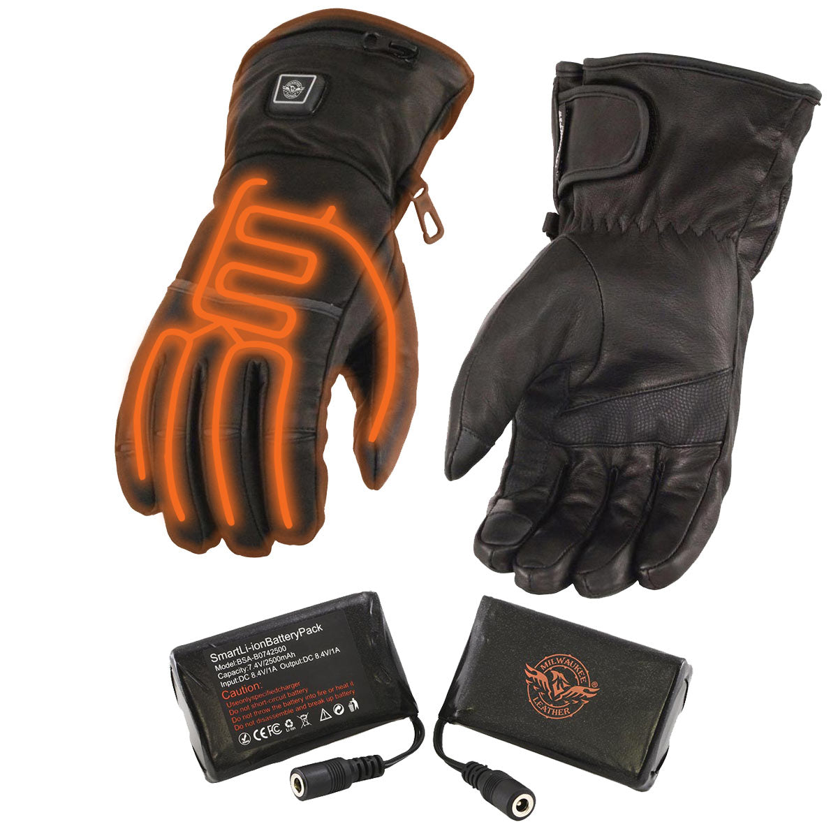 Milwaukee Leather MG7513SET Men’s Heated Winter Gloves for Motorcycle Ski Hunting w/ Battery and Harness Wire