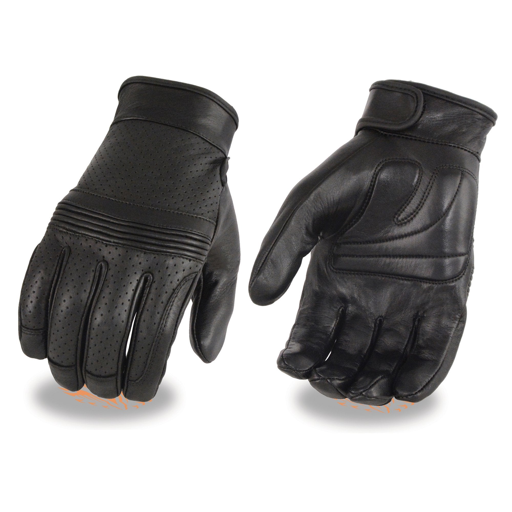Milwaukee Leather MG7516 Men's Black Leather ’I - Touchscreen Compatible’ Gel Palm Motorcycle Hand Gloves W/ Flex Knuckles