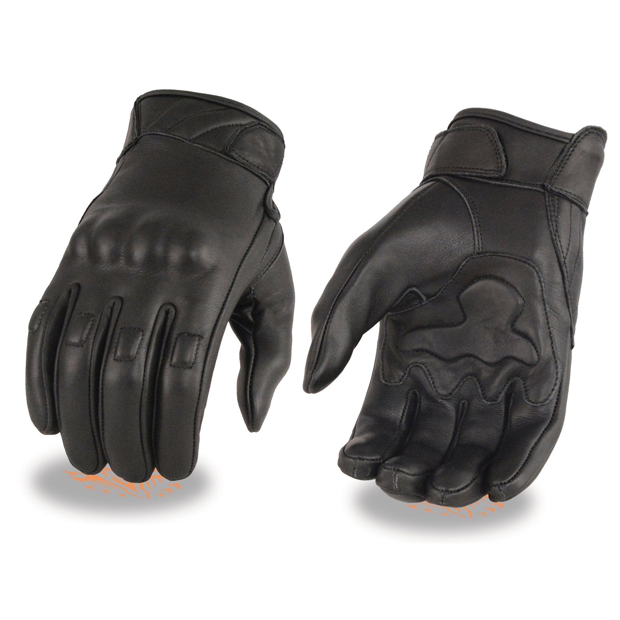 Milwaukee Leather MG7521 Men's Black Leather Gel Padded Palm Motorcycle Hand Gloves W/ Rubberized Protective Knuckle
