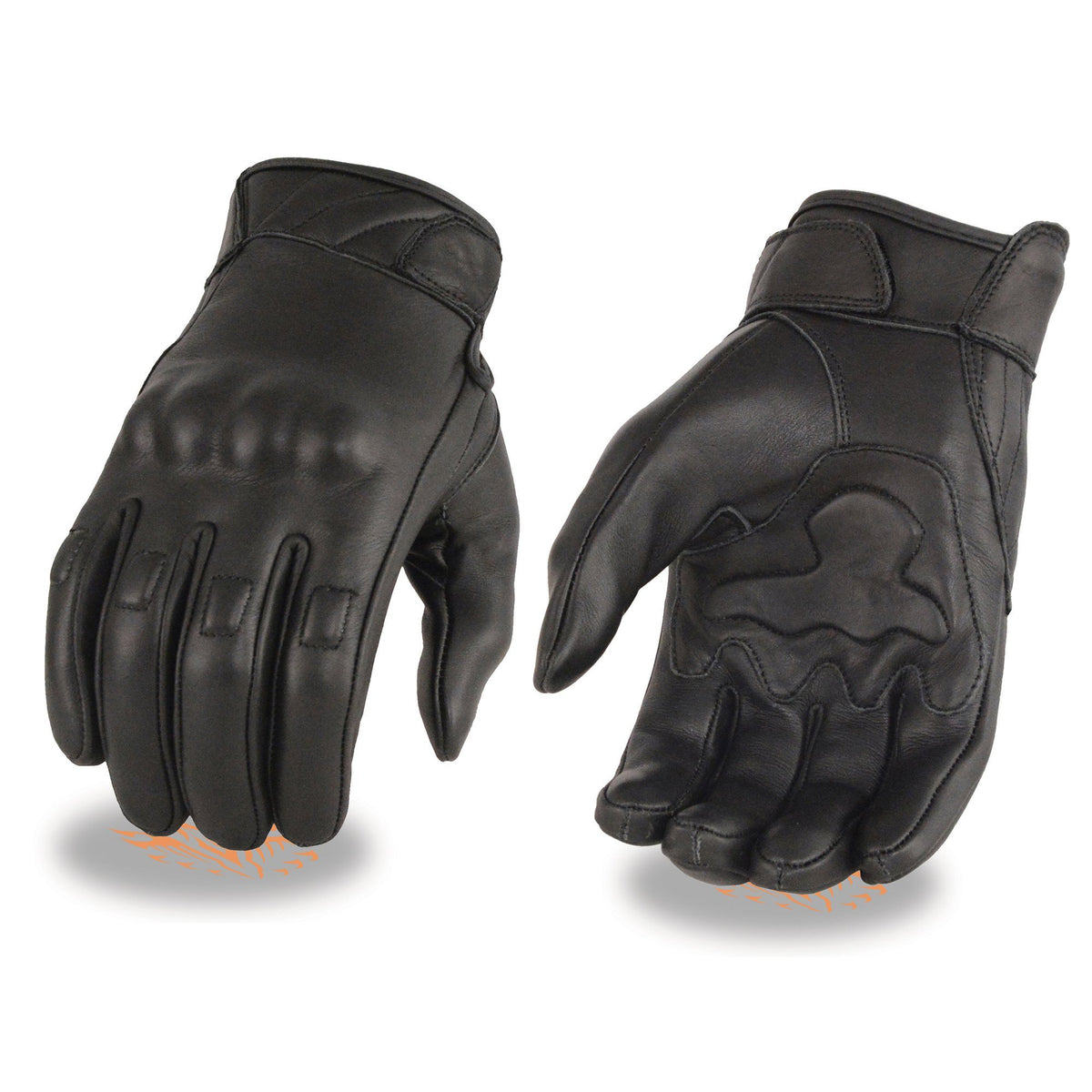 Gel Palm For Comfort Grip (Short Wrist) Black Leather Motorcycle