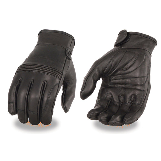 Milwaukee Leather MG7535 Men's Black Leather with Gel Palm Motorcycle Hand Gloves w/ Flex Knuckles
