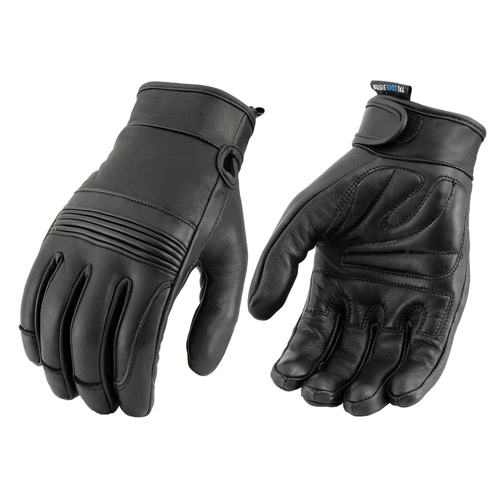 Milwaukee Leather MG7536 Men's Black Leather Gel Palm Motorcycle Gloves w/ Flex Knuckles and Cool-Tec Treatment
