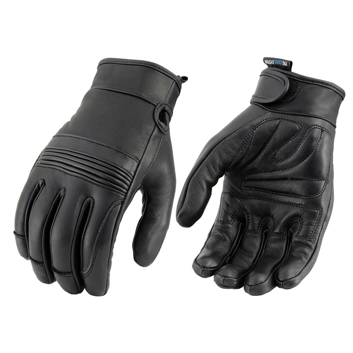 Milwaukee Leather MG7536 Men's Black Leather Gel Palm Motorcycle Gloves w/ Flex Knuckles and Cool-Tec Treatment
