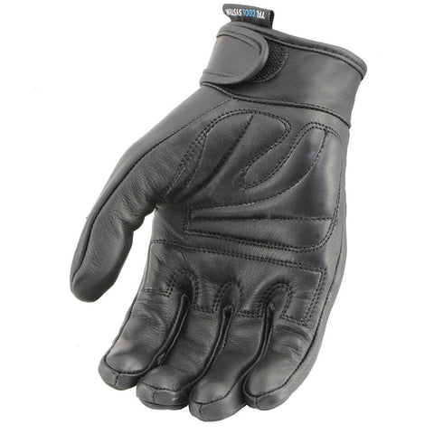 Milwaukee Leather MG7536 Men’s Black Leather Flex Knuckle Gloves with Cool Tec Technology