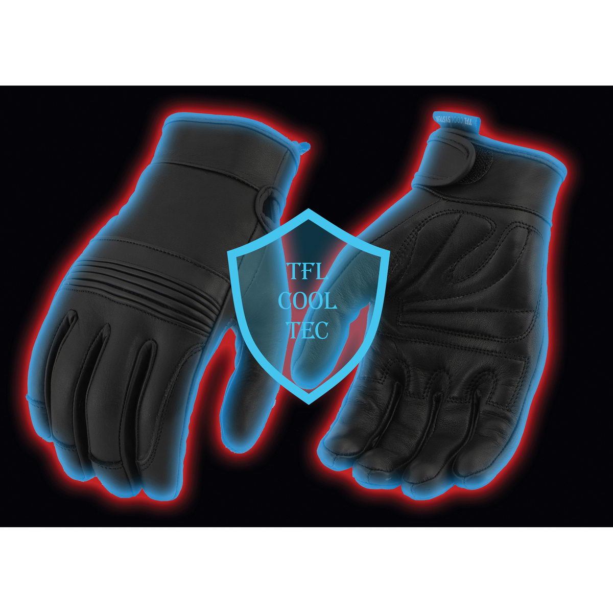 Milwaukee Leather MG7536 Men's Black Leather Gel Palm Motorcycle Gloves w/ Flex Knuckles and Cool-Tec Treatment