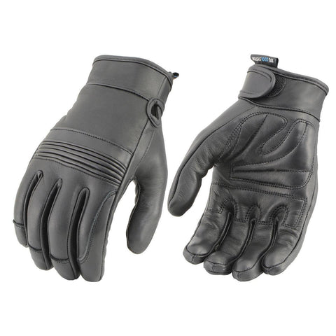 Milwaukee Leather MG7536 Men’s Black Leather Flex Knuckle Gloves with Cool Tec Technology