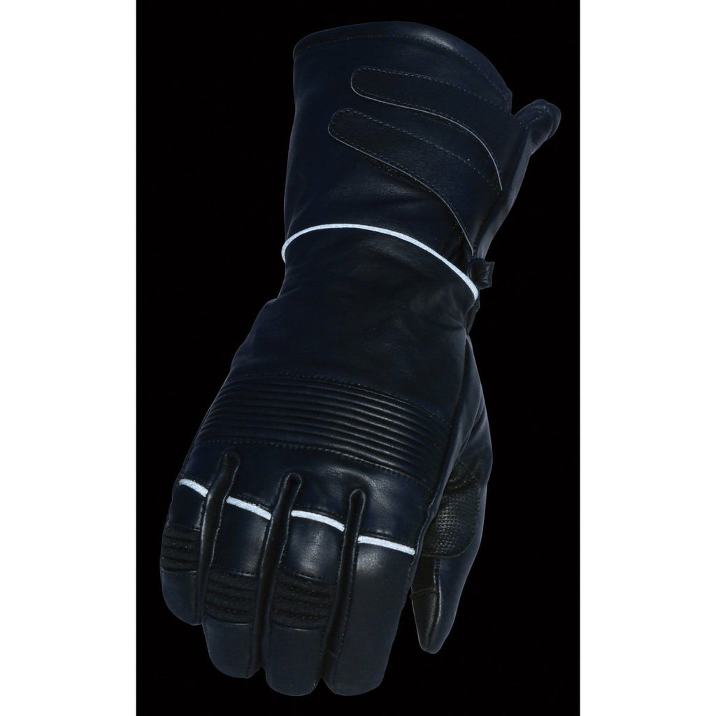 Milwaukee Leather MG7550 Men's Black Cowhide Leather Gauntlet Motorcycle Hand Gloves w/ X-Long Cuff i-Touch Screen Waterproof