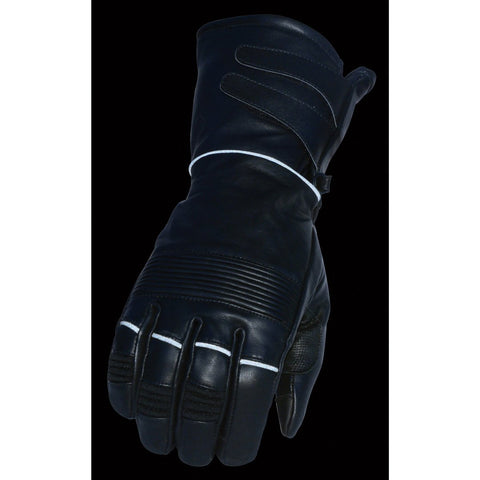 Milwaukee Leather MG7550 Men's Black Cowhide Leather Gauntlet Motorcycle Hand Gloves w/ X-Long Cuff i-Touch Screen Waterproof