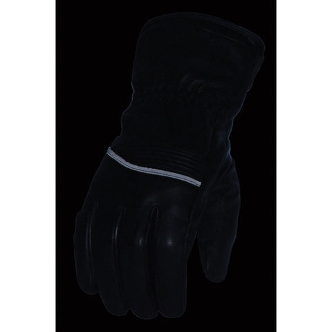 Milwaukee Leather MG7551 Men's 'Touch Screen Fingers' Waterproof Black Leather Gauntlet Gloves with Flex Knuckles and Reflective Trim - Milwaukee Leather Mens Leather Gloves