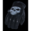 Milwaukee Leather MG7570 Men's Black Leather ‘Reflective Skull’ Motorcycle Hand Gloves W/ Gel Padded Palm