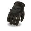Milwaukee Leather MG7570 Men's Black Leather ‘Reflective Skull’ Motorcycle Hand Gloves W/ Gel Padded Palm