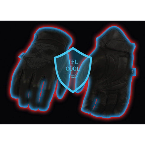 Milwaukee Leather MG7571 Men’s ‘Reflective Skull’ Black Leather Gloves with Cool Tec Technology