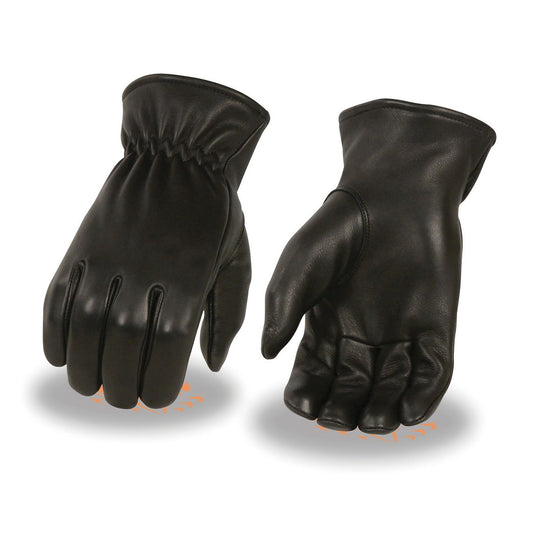 Milwaukee Leather MG7595 Men's Black Deerskin Unlined Motorcycle Hand Gloves W/ Sinch Wrist Closure