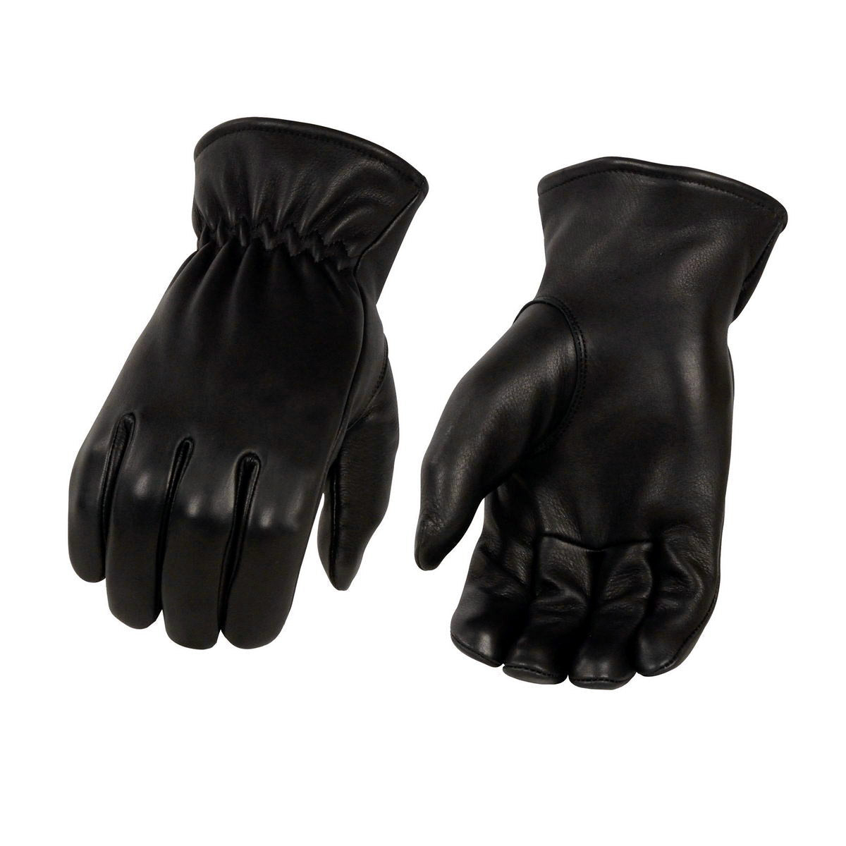 Milwaukee Leather MG7596 Men's Black Leather Motorcycle Rider Unlined Gloves w/ Cool-Tec Leather Treatement