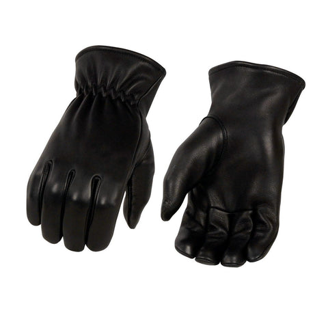 Milwaukee Leather MG7596 Men's Black Leather Motorcycle Rider Unlined Gloves w/ Cool-Tec Leather Treatement