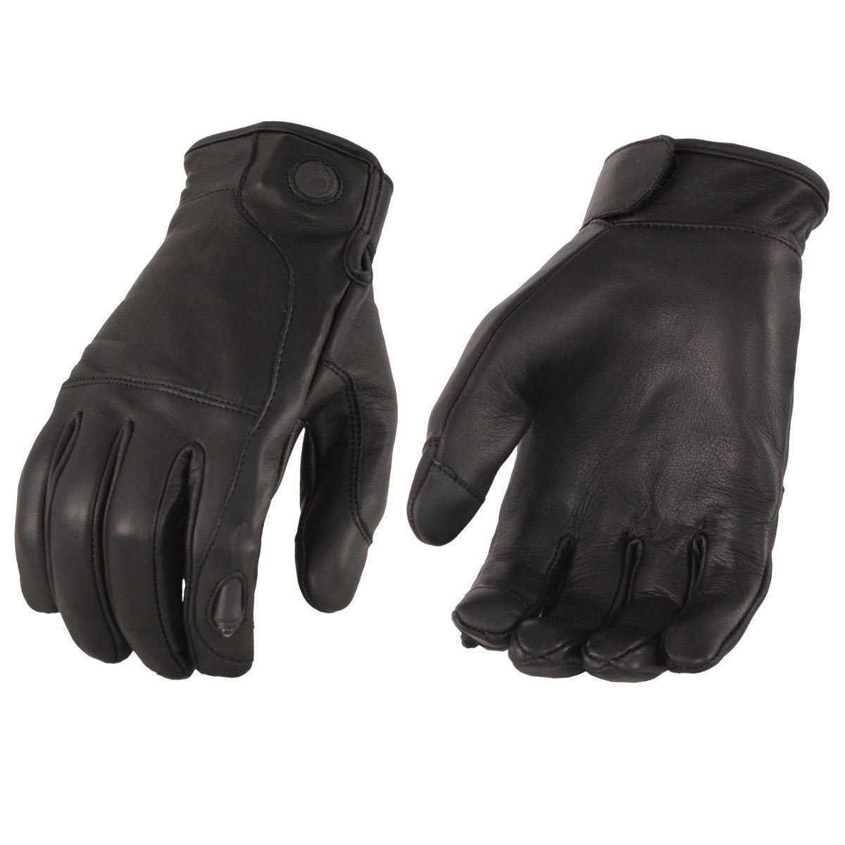 Milwaukee Leather MG7599 Men's Black Leather with i-Touch Screen Led Finger Light Motorcycle Hand Gloves