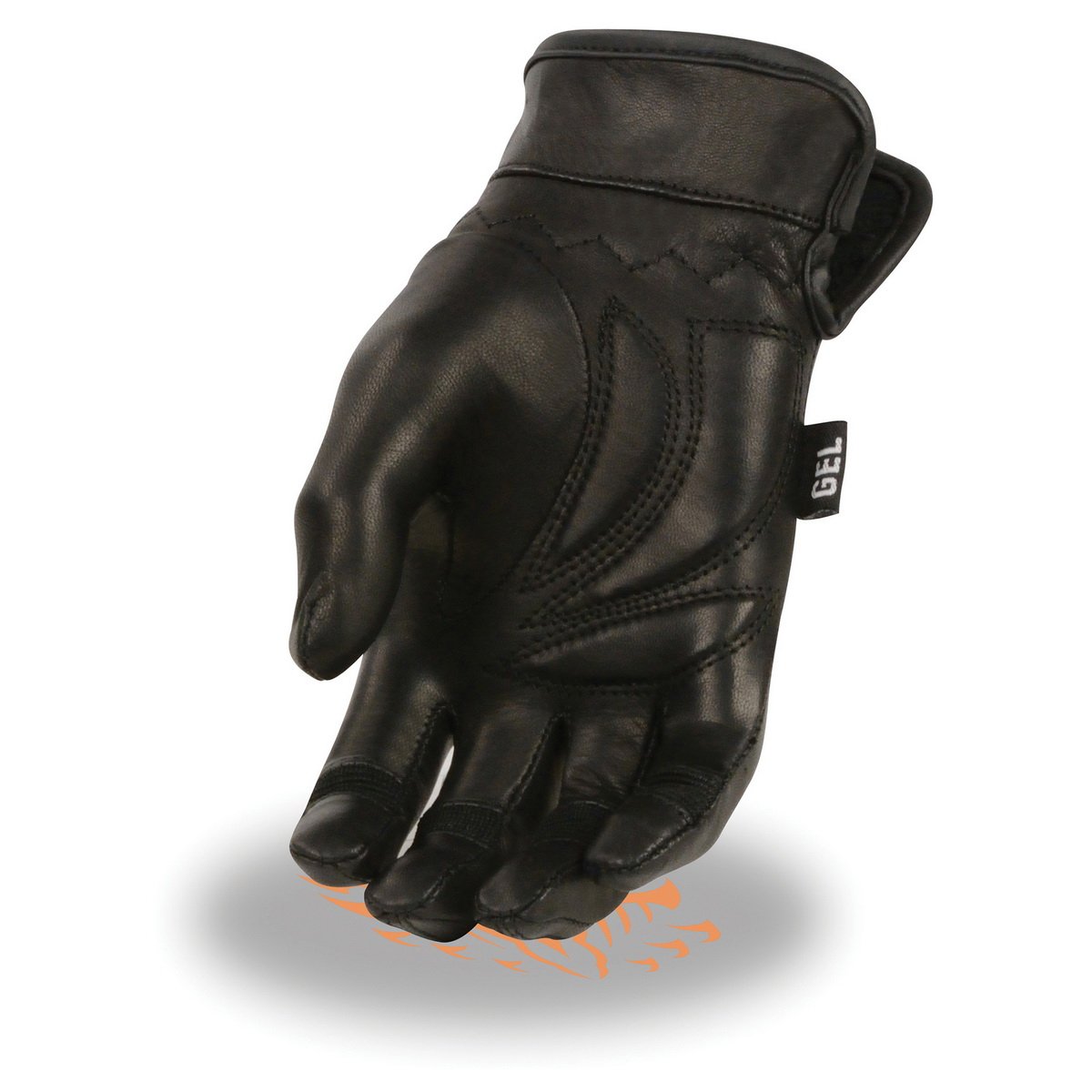 Xelement XG7700 Women's Black Leather Gel Palm Lightweight Motorcycle Hand Gloves W/ Open Wrist Expansion