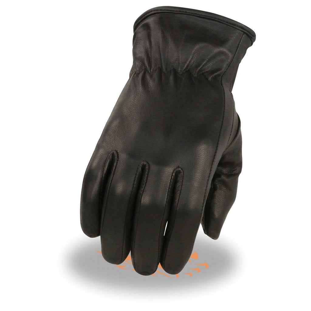 Milwaukee Leather MG7715 Women's Black Leather Thermal Lined Motorcycle Gloves w/ Cinch Wrist Closure
