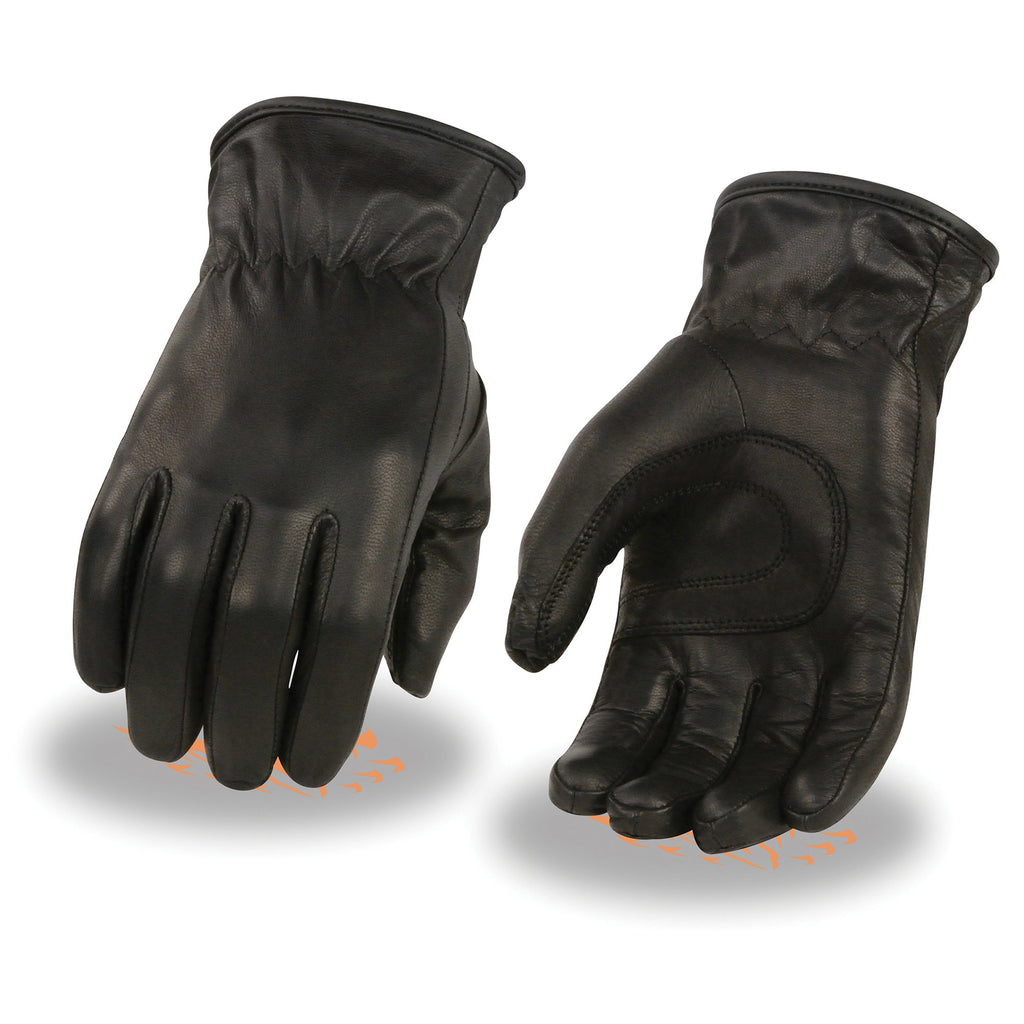 Milwaukee Leather MG7715 Women's Black Leather Thermal Lined Motorcycle Gloves w/ Cinch Wrist Closure