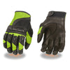 Milwaukee Leather MG7740 Women's Black and Neon Green Leather with Mesh Racing Gloves
