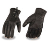Milwaukee Leather MG7770 Women's 'Laced Wrist' Black Leather Riding Glove with Gel Palms