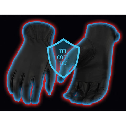 Milwaukee Leather MG7797 Ladies ‘Cinch Wrist’ Black Riding Gloves with Cool-Tech Technology