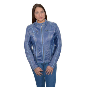 Milwaukee Leather SFL2830 Women's Royal Blue Scuba Style Sheepskin Fashion Leather Jacket