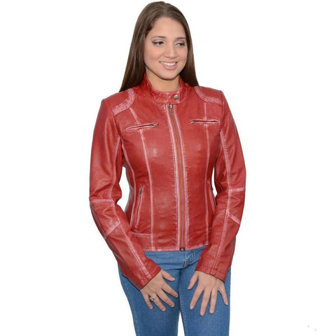 Milwaukee Leather SFL2830 Red Women's Scuba Style Sheepskin Leather Jacket - Milwaukee Leather Womens Leather Jackets