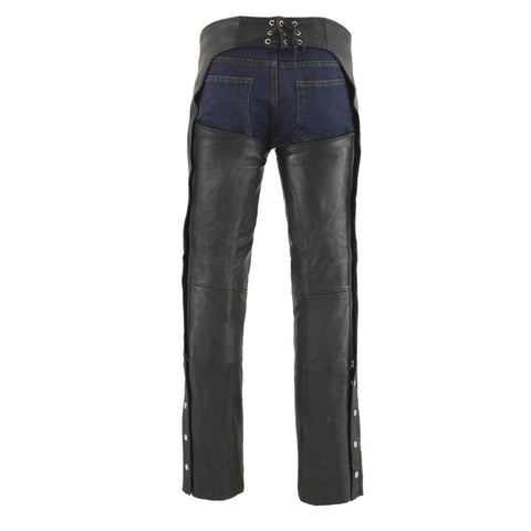 Milwaukee Leather ML1103 Men's Black Leather Chaps with Slash Pocket and Thermal Liner - Milwaukee Leather Mens Leather Chaps