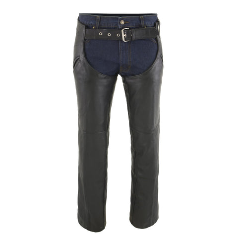 Milwaukee Leather ML1103 Men's Black Leather Chaps with Slash Pocket and Thermal Liner - Milwaukee Leather Mens Leather Chaps