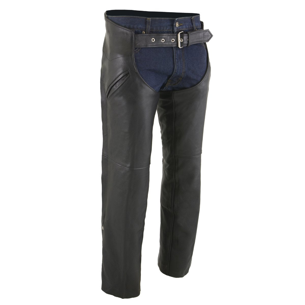 Milwaukee Leather ML1103 Men's Black Leather Chaps with Slash Pocket and Thermal Liner - Milwaukee Leather Mens Leather Chaps