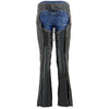 Milwaukee Leather Chaps for Women Black Low-Rise Waist- Double Buckle Reflective Embroidery Motorcycle Chap- ML1187