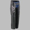 Milwaukee Leather Chaps for Women Black Low-Rise Waist- Double Buckle Reflective Embroidery Motorcycle Chap- ML1187