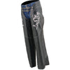 Milwaukee Leather Chaps for Women Black Low-Rise Waist- Double Buckle Reflective Embroidery Motorcycle Chap- ML1187
