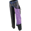Milwaukee Leather Chaps for Women Black Low-Rise Waist- Double Buckle Reflective Embroidery Motorcycle Chap- ML1187