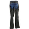 Milwaukee Leather Chaps for Women Black Low-Rise Waist- Double Buckle Reflective Embroidery Motorcycle Chap- ML1187