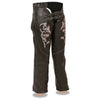 Milwaukee Leather ML1187 Ladies Black and Pink Leather Chaps with Reflective Tribal Embroidery - Milwaukee Leather Womens Leather Chaps