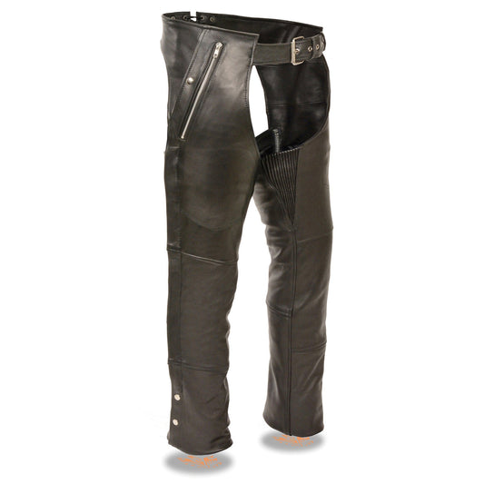 Milwaukee Leather ML1191 Men's Black Leather Four Pocket Thermal Lined Chaps - Milwaukee Leather Mens Leather Chaps