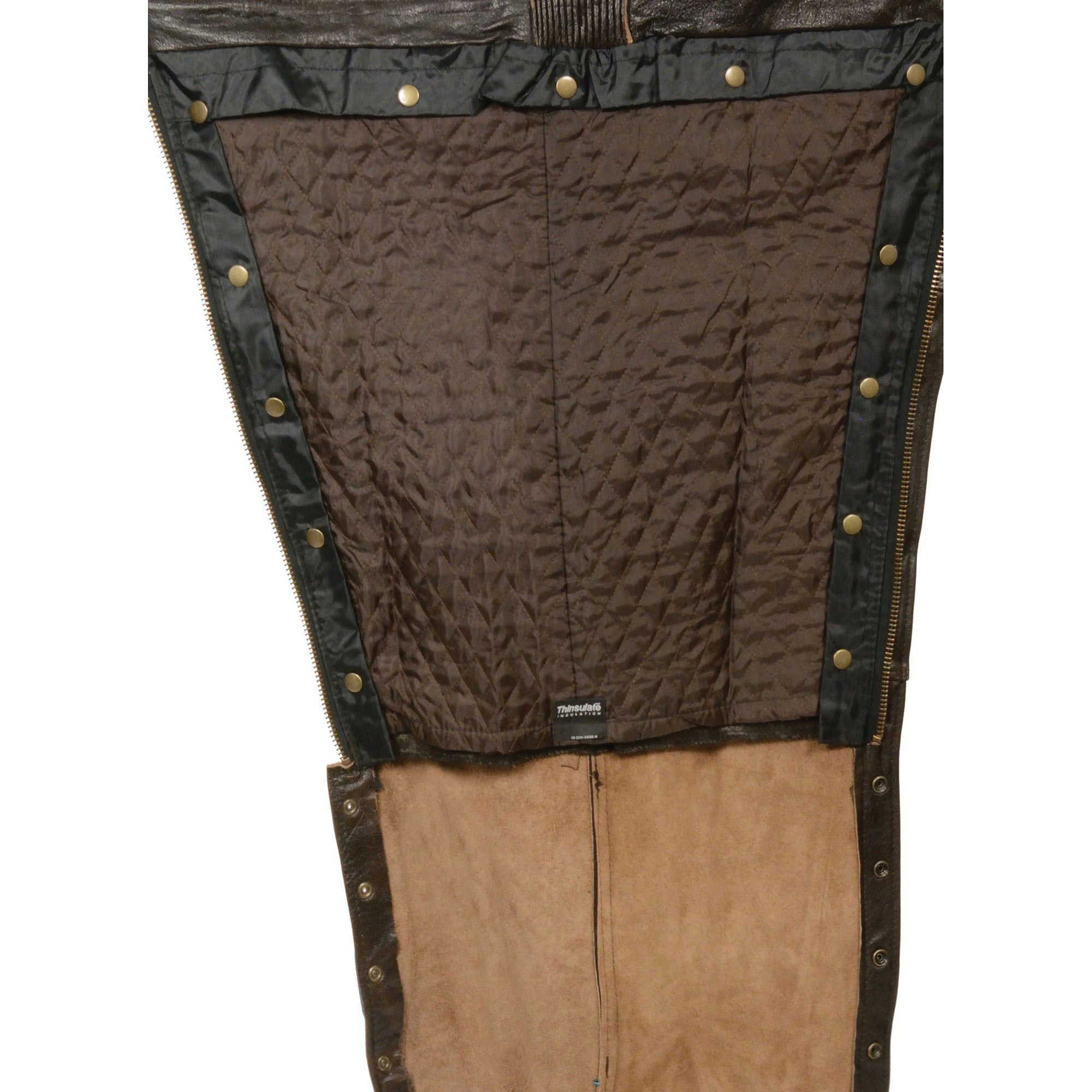 Milwaukee Leather ML1191RT Men's Retro Brown Leather Four Pocket Thermal Lined Chaps - Milwaukee Leather Mens Leather Chaps