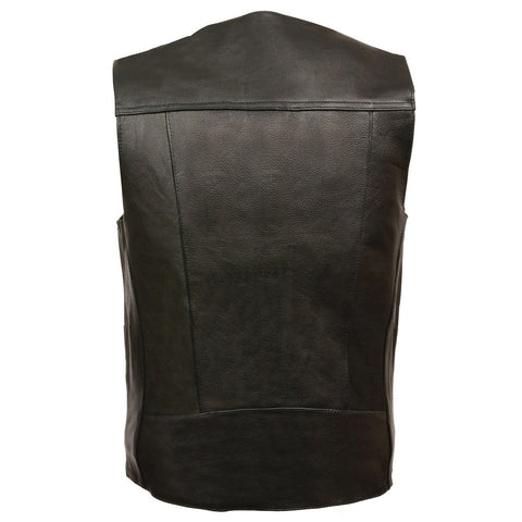 Milwaukee Leather ML1368 Men's Classic Black Leather Vest with Buffalo Nickel Snaps - Milwaukee Leather Mens Leather Vests