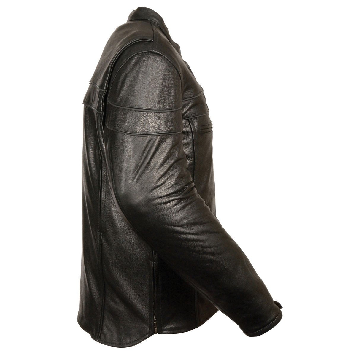 Milwaukee Leather ML1408 Men's Black Sporty Crossover Leather Jacket with Gun Pocket - Milwaukee Leather Mens Leather Jackets