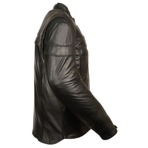 Milwaukee Leather ML1408 Men's Black Sporty Crossover Leather Jacket with Gun Pocket - Milwaukee Leather Mens Leather Jackets