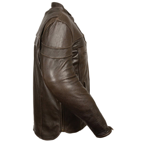 Milwaukee Leather ML1408RT Men's Sporty Crossover Retro Brown Leather Jacket with Gun Pocket - Milwaukee Leather Mens Leather Jackets