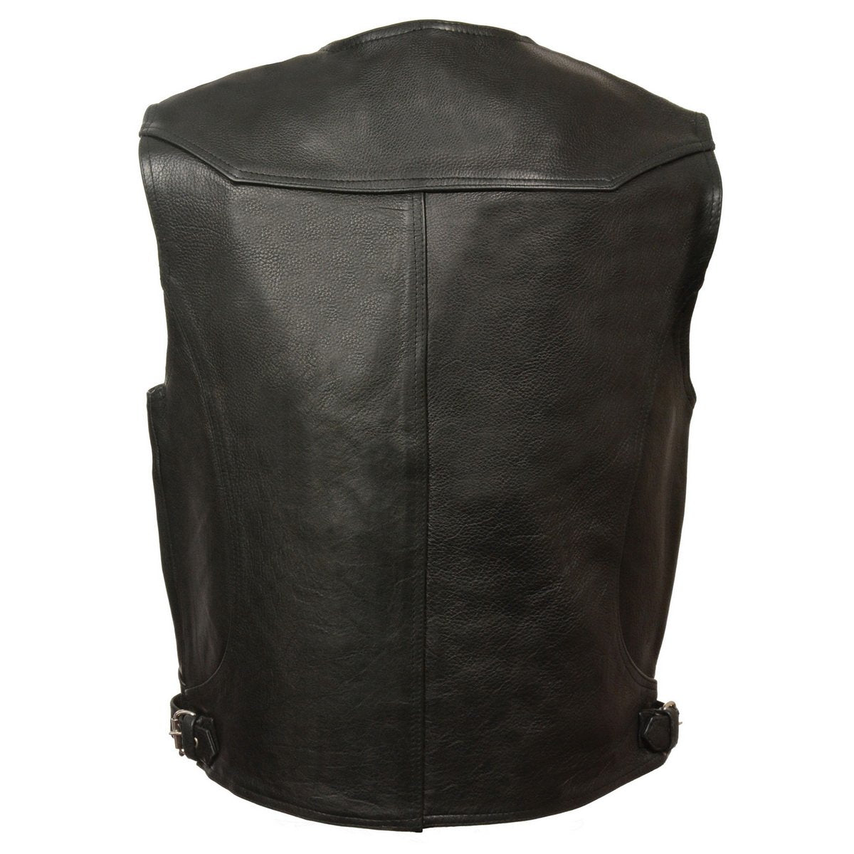 Milwaukee Leather ML1927 Men's Black Leather Vest with Gun Pockets and Side Buckles - Milwaukee Leather Mens Leather Vests