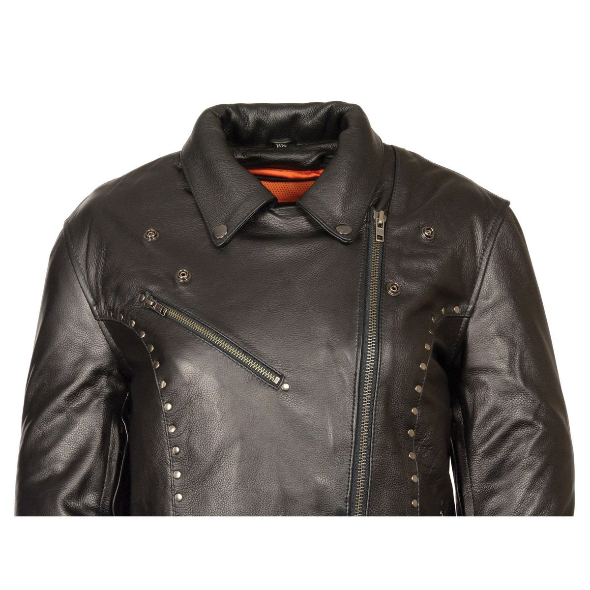 Milwaukee Leather ML1948 Women's Classic Riveted Black Leather Jacket with Gun Pocket - Milwaukee Leather Womens Leather Jackets