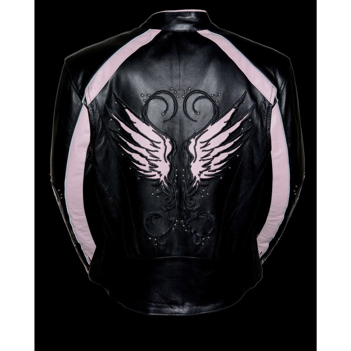 Milwaukee Leather ML1952 Women's Black and Pink Embroidered and Stud Design Jacket with Gun Pockets - Milwaukee Leather Womens Leather Jackets