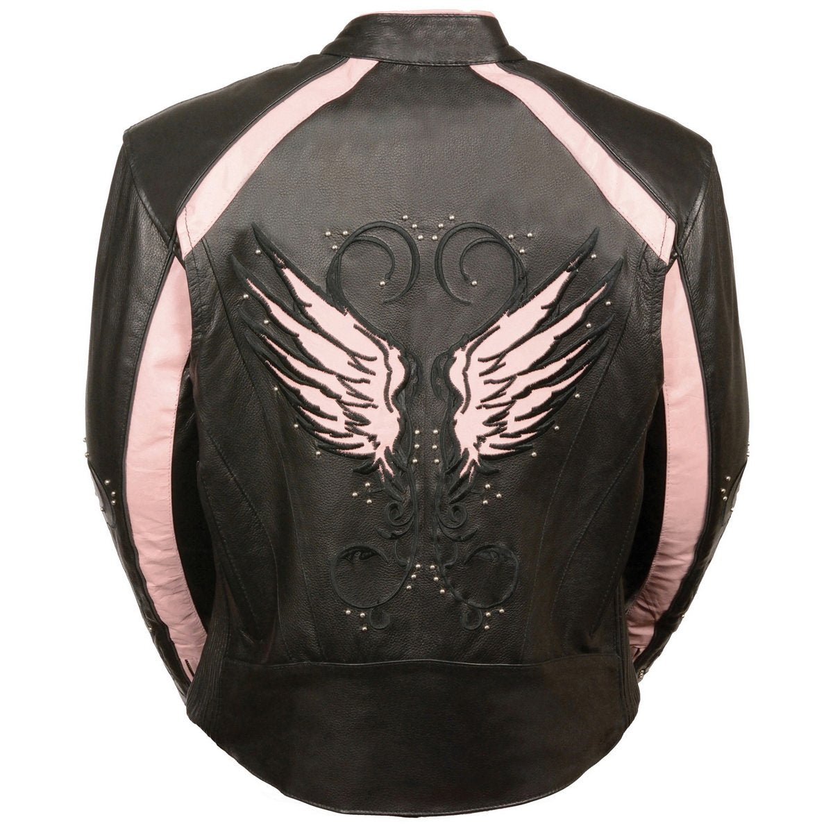 Milwaukee Leather ML1952 Women's Black and Pink Embroidered and Stud Design Jacket with Gun Pockets - Milwaukee Leather Womens Leather Jackets