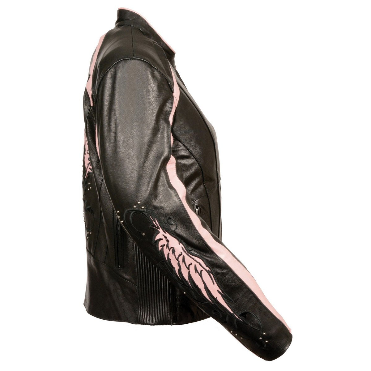 Milwaukee Leather ML1952 Women's Black and Pink Embroidered and Stud Design Jacket with Gun Pockets - Milwaukee Leather Womens Leather Jackets